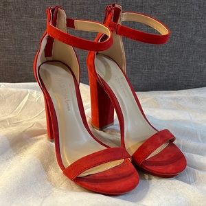 Red ankle strap heels